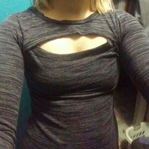 Long sleeve open chest shirt